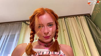 Hot Redhead Deepthroat Big Cock and had Anal Sex after College