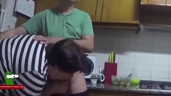 She stops making the salad for fucking. MILF caught with a hidden spycam  SAN125