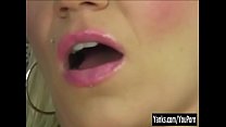 Blonde milf from Yanks Xana Star sucking her boob and masturbating